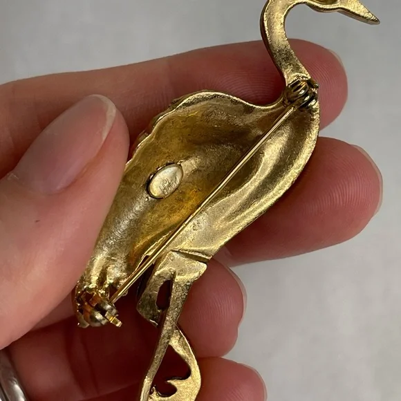 Hobe Heron Coral Brooch